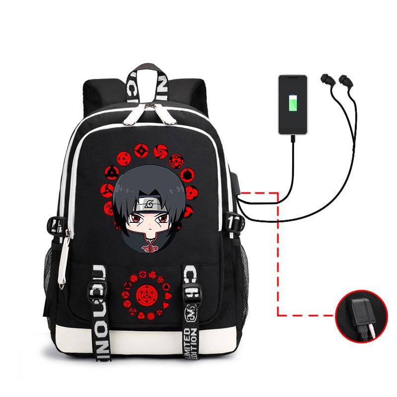 Anime Rucksack Mode Street Trend Herren Große Kapazität USB Kopfhörer Computertasche