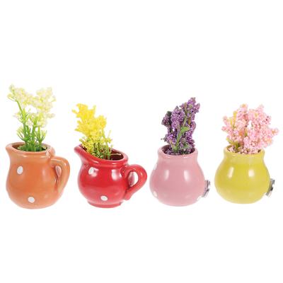 4 Piezas Pegatina Magnética para Nevera Maceta Pegatinas Magnéticas para Nevera Suministro Suculentas Imanes Decorativos Cerámica