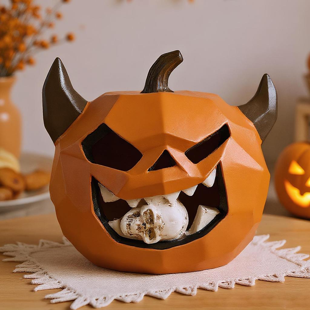 Halloween Pumpkin Decorations Halloween Resin Pumpkins Ghost Ornaments Scary Table Centerpieces Home Decor for Holiday Backyard