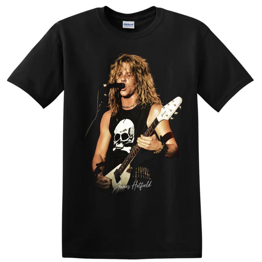 James Hetfield Thrash Metal Guitarist T-shirt Teschio Gibson Flying V Tee