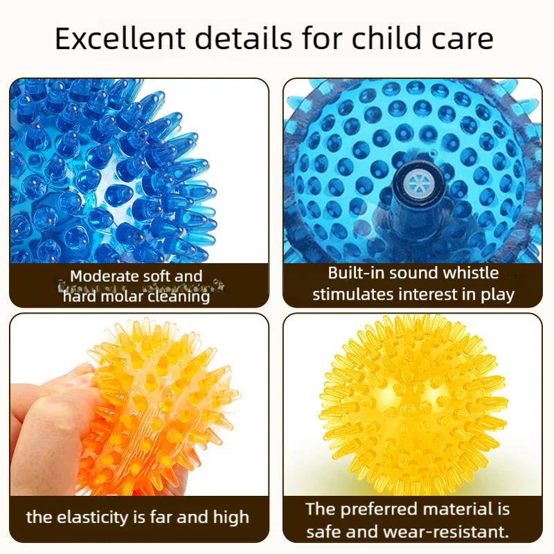 Dog Toys Squeaky Ball Interactive TPR Chewing Toy for Dogs Dental Cleaning Thorn Balls Supplies for Small Medium Large Dogs