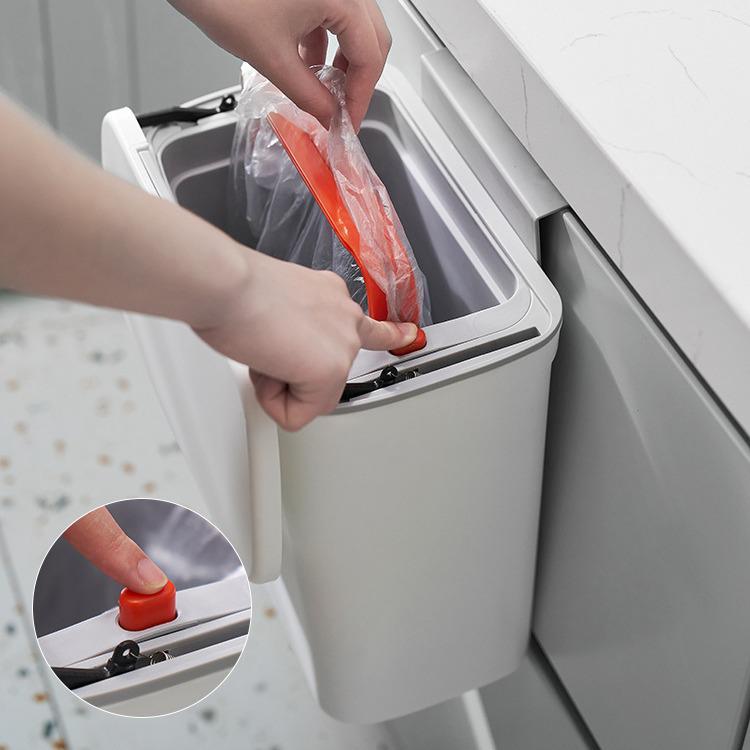 Hanging Kitchen Trash Can with Sliding Lid and Inner Bucket for Household Use