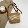 Summer Straw Tote Bags Casual Vacation Beach Crossbody Bag Large Capacity Handmade Women's Bucket Bag