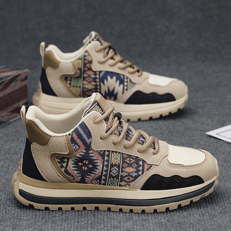 

2025 национальный стиль вышитые кроссовки папы мужские весенние новые удобные тканевые универсальные высокие уличные легкие повседневные мужские туфли 44