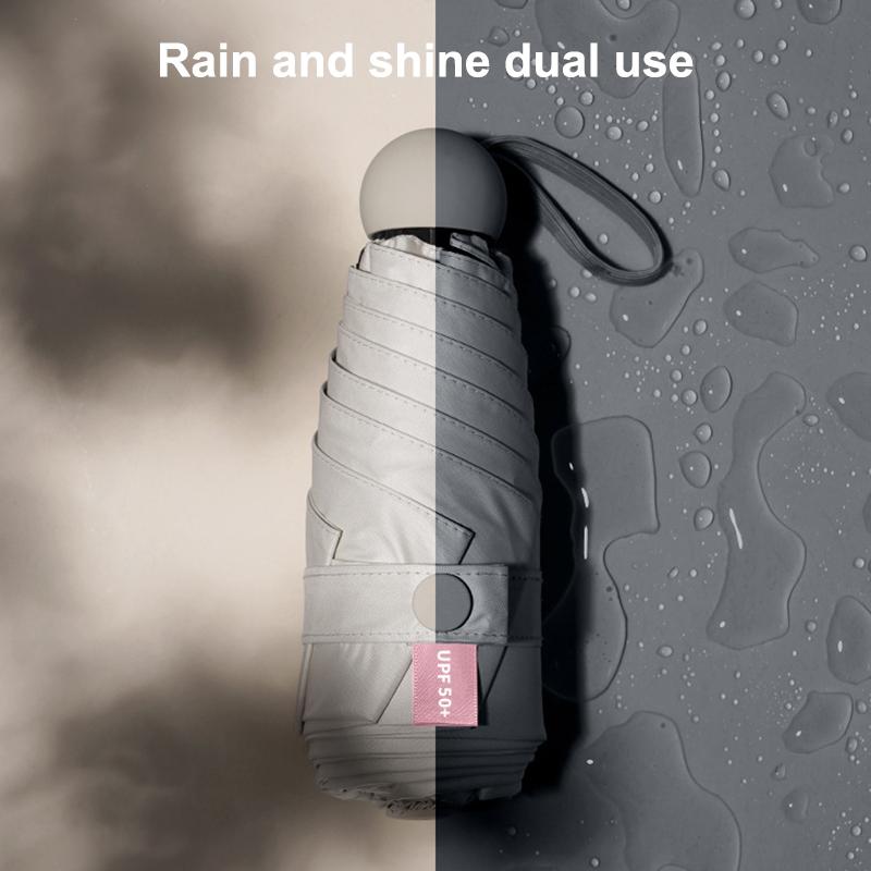 Sun Umbrella Black Vinyl Sun Protection Umbrella Six Ribs Capsule Umbrella 93cm Diameter