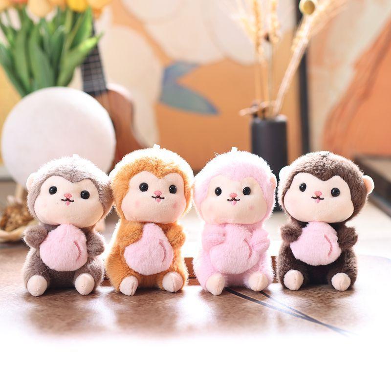 Niedlicher Affen-Plüsch-Schlüsselanhänger aus weichem Kurzplüsch für Taschen und Schlüssel
