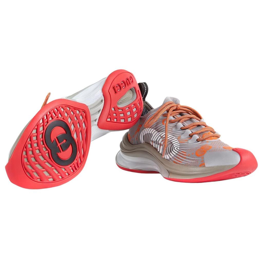 Gucci RUN Low Top Running Shoes Women's Gray Orange 680903 UF310 1270