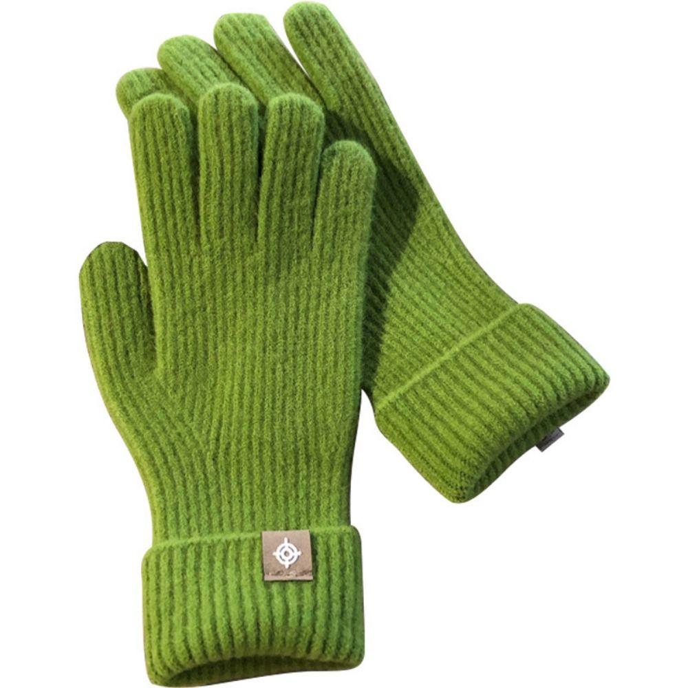1 pair Wool Knitting Knitting Gloves Five Finger Cycling Driving Gloves Full Finger Mittens  Winter