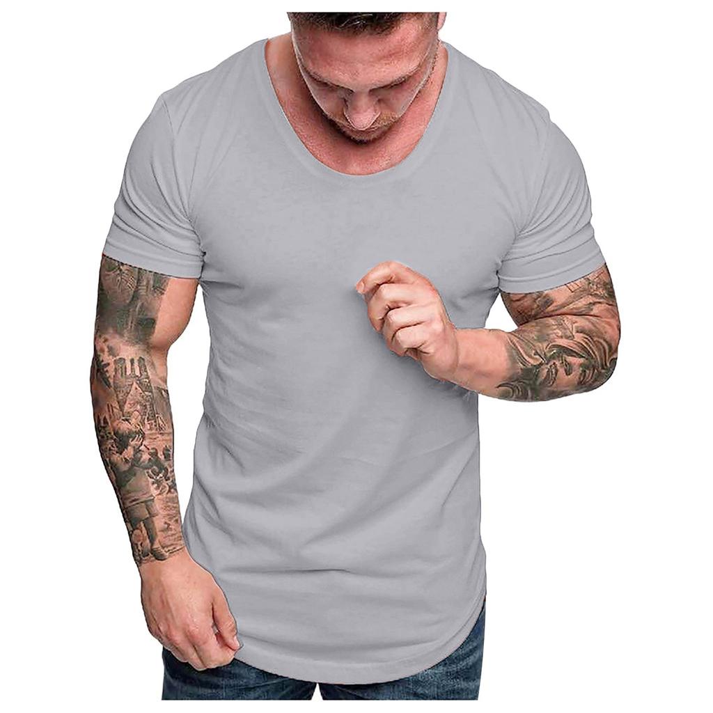 Fashion Men's Summer Slim Fit Casual  Short Sleeve T-shirt Top Blouse