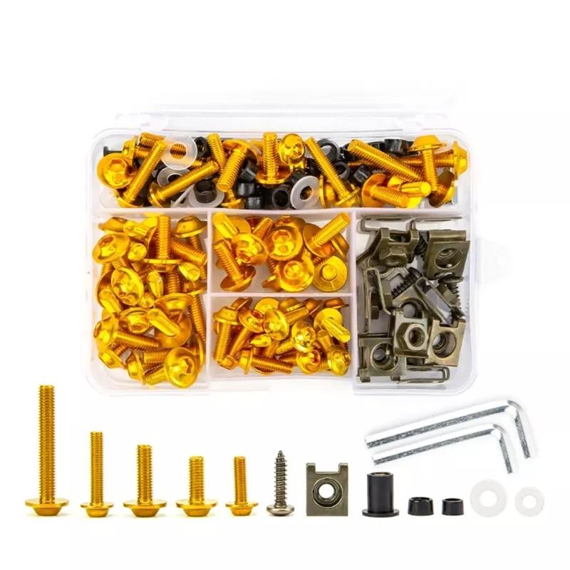 

177pcs/box Aluminum Windscreen Screws Colorful Fasteners Screws Set Motorcycle Fairing Bolt Kit Motorcycle Modified Parts золотой