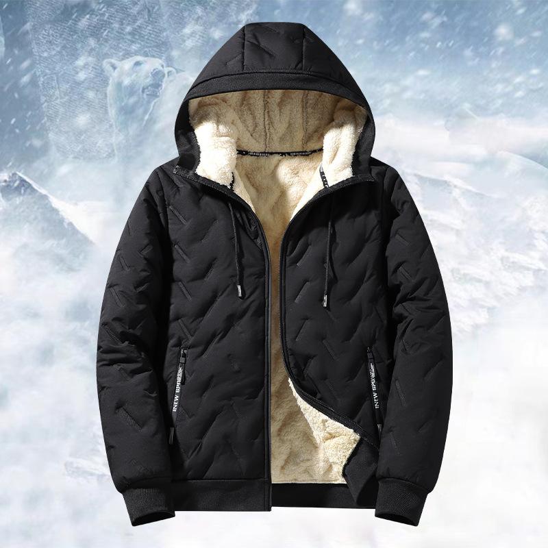 Men's Autumn Winter Cotton Coat with Thickened Fleece Lining  Stand-up Collar, Parka, Men's Outerwear, Casual Insulated Hooded Jackets, Windproof