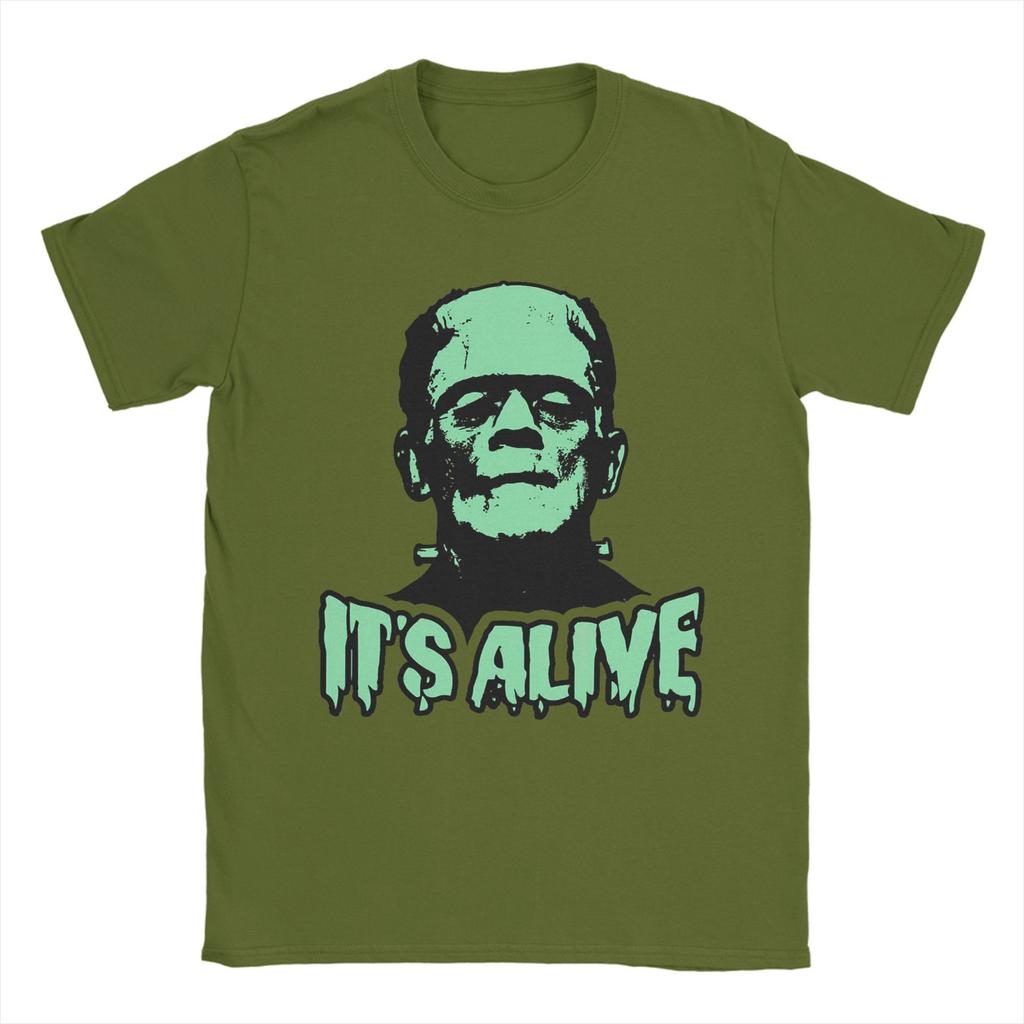 Novelty Frankenstein Monsters Horror Movie T-Shirt Men's Cotton Short Sleeve  Round Neck Summer Top Tee