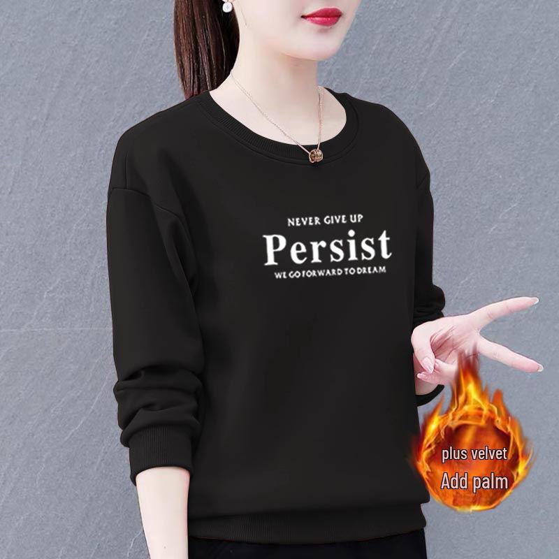 Huamian Women's Plus Size Velvet-Lined Sweatshirt - 2023 Autumn/Winter Casual Loose Fit Pullover Jacket
