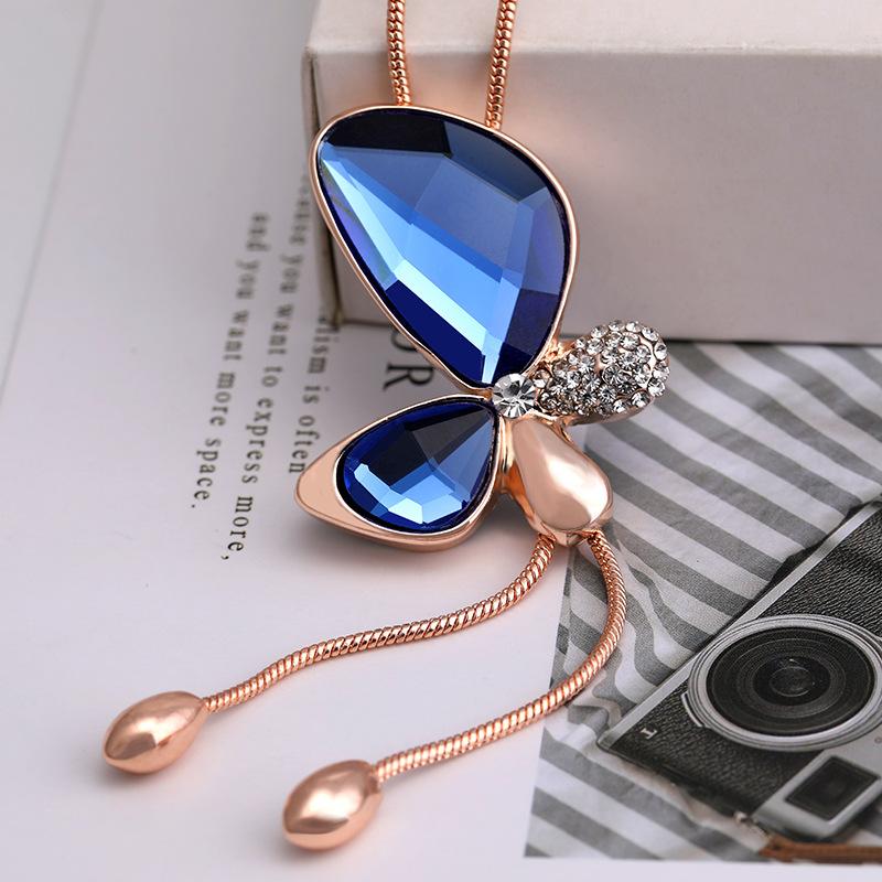 Autumn And Winter Butterfly Sweater Chain Women S Autumn And Winter Long Necklace Fringed Fashion Versatile Clothing Accessories K5 сапфир синий
