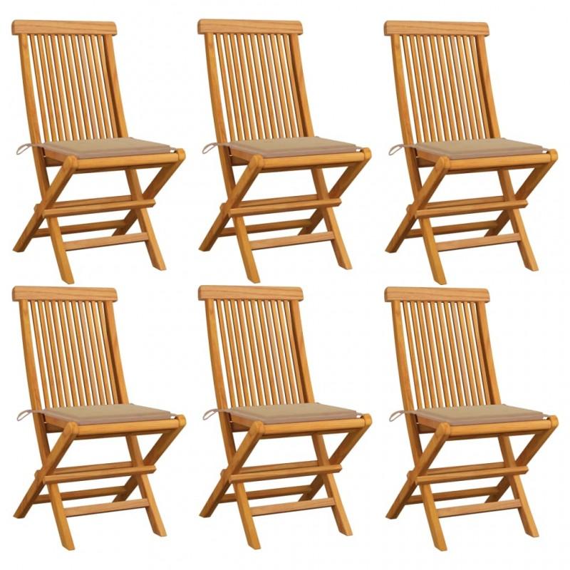 Day and Night - Day and Night Garden Chairs 6 Units with Beige Teak Wood Cushions