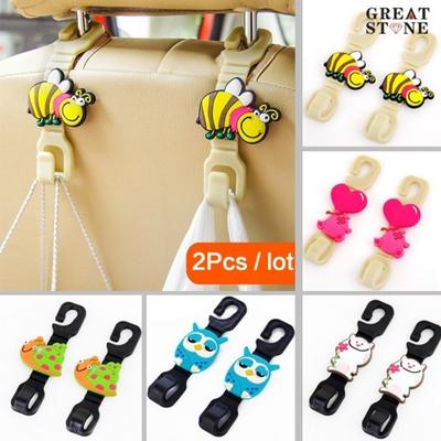 2 Pcs High Quality Multifunctional Car Hook Cute Cartoon Car Seat Hook Color Random