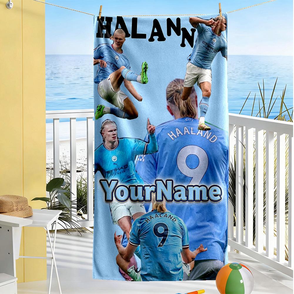 Haaland Customized Name Beach Towel Quick-Dry Soft Microfiber Ideal for Travel Outdoor Swim Pool Yoga Surf Camping Hiking Gym Gift Holiday