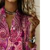 Women's Casual Long-sleeved Button-down Shirt with Bohemian-style Print, Suitable for Weekend Wear