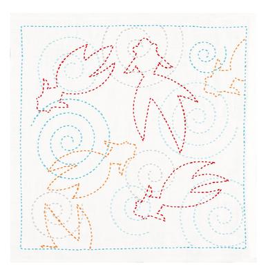 Sashiko Flower Dishcloth Summer Goldfish Kit, (White) SK-487