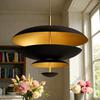 Mid Century Sputnik Chandelier Black Gold 3 Light Brass Pendant Lamp