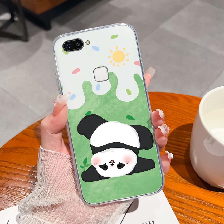 For Vivo X20 Plus X30 X60 X70 X80 Pro X50 Lite Phone Case Cute Panda Pattern Transparent Silicone Dustproof Protective Soft Back Cover For Vivo Casing