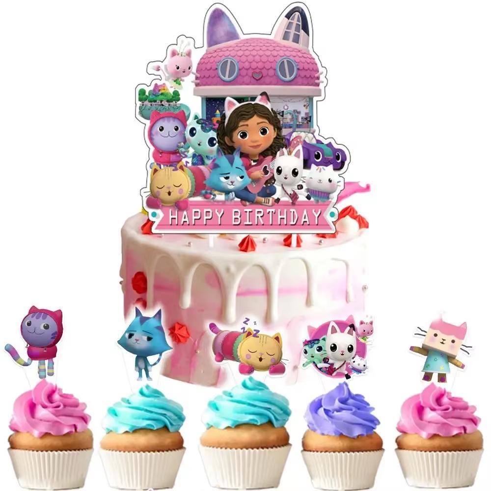 Gabby Dollhouse Birthday Cake Decoration For Kids Favor Cake Toppers Cute Gabby Cats Cupcake Topper For Girls Cake Supplies Gift