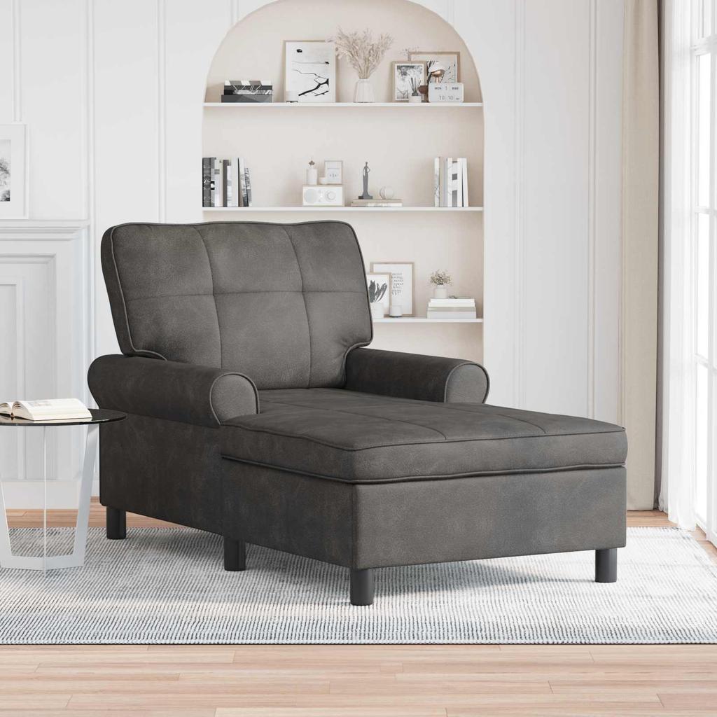 Lounge Chaise Longue with Cushions Black 91 X 157 X 91 Cm Faux Leather