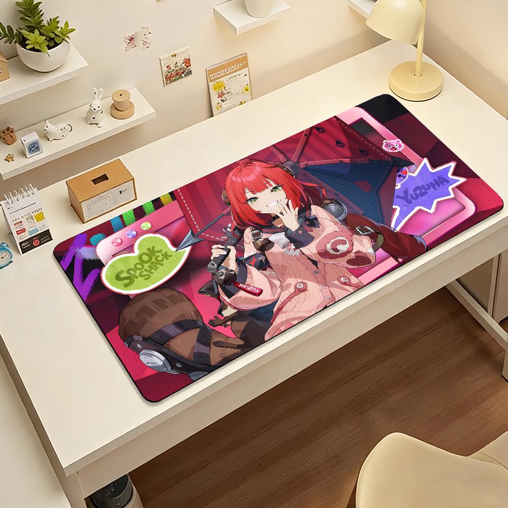 Gaming Mouse Pad Large Desk Mat Antislip Stitched Edges Stylish Red Anime Print Extended Keyboard Mat for Gamer Office