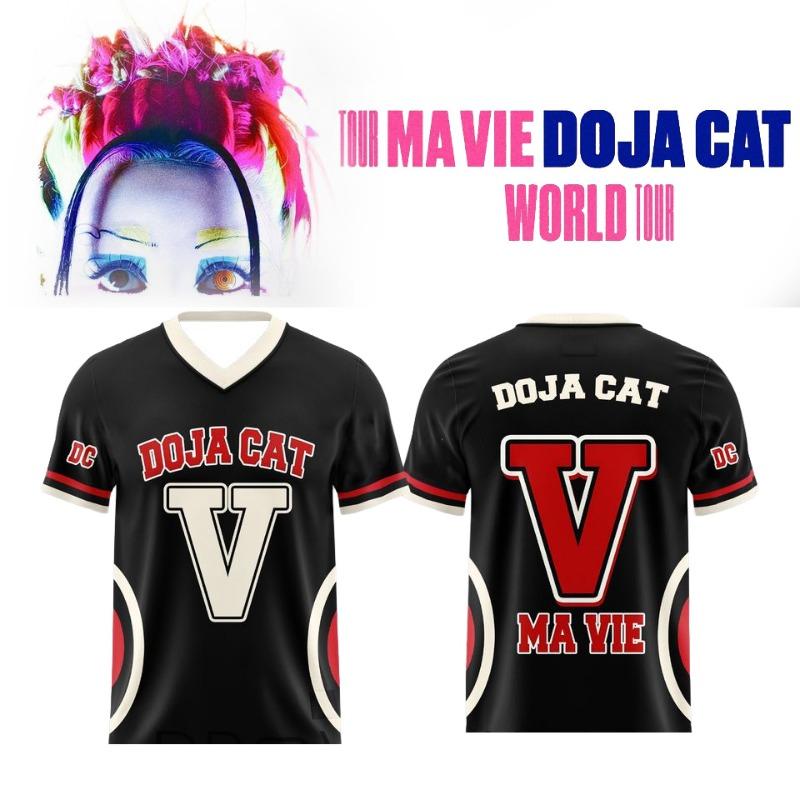 Doja Cat Ma Vie World Tour Fotbalový Dres 3D Plně Potisknuté Tričko Pánské Dámské V-výstřih Krátký Rukáv Trička Streetwear Koncertní Outfit