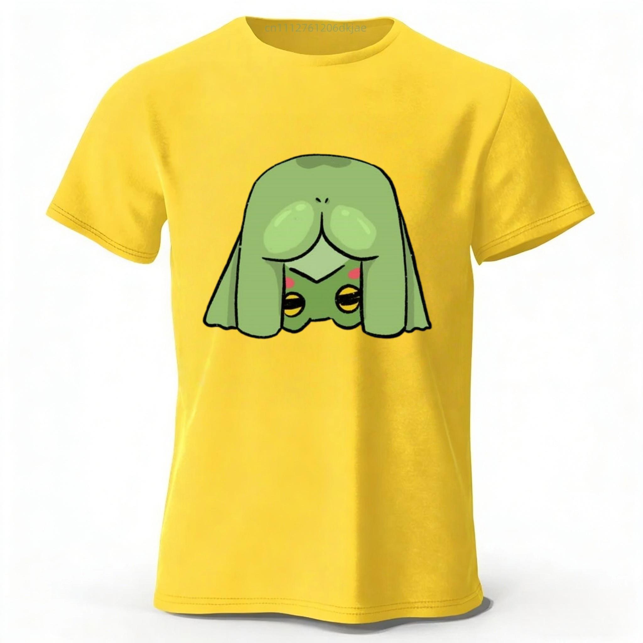 

Summer Frog Men s Pure Cotton Short Sleeved Loose Oversized Fashion Casual T-shirt Y2k Street Style Top XXXL жёлтый