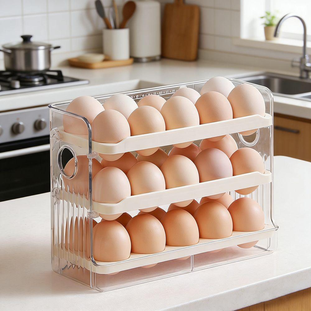 Large Capacity Refrigerator Egg Storage Box Plastic Large Egg Holder Egg Storage Tray  Refrigerator