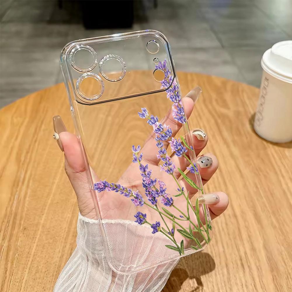 Phone Case For Iphone 7 8 6 Plus 11 12 13 14 Pro Max SE 2020 2022 Couple Rose Flower Oil Painting Clear Transparent Soft Cover