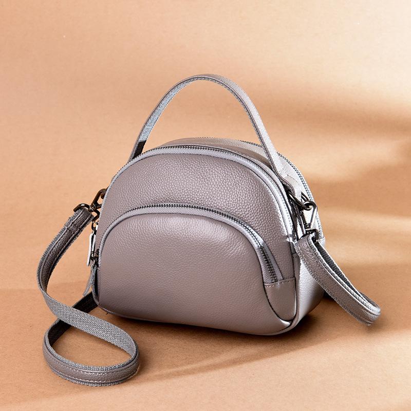 Women's leather medium mother bag fashion first layer cowhide handbag simple casual shoulder messenger bag soft leather bag
