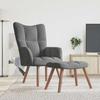 Vidaxl Armchair with Footstool, Dark Gray, Upholstered In Velvet