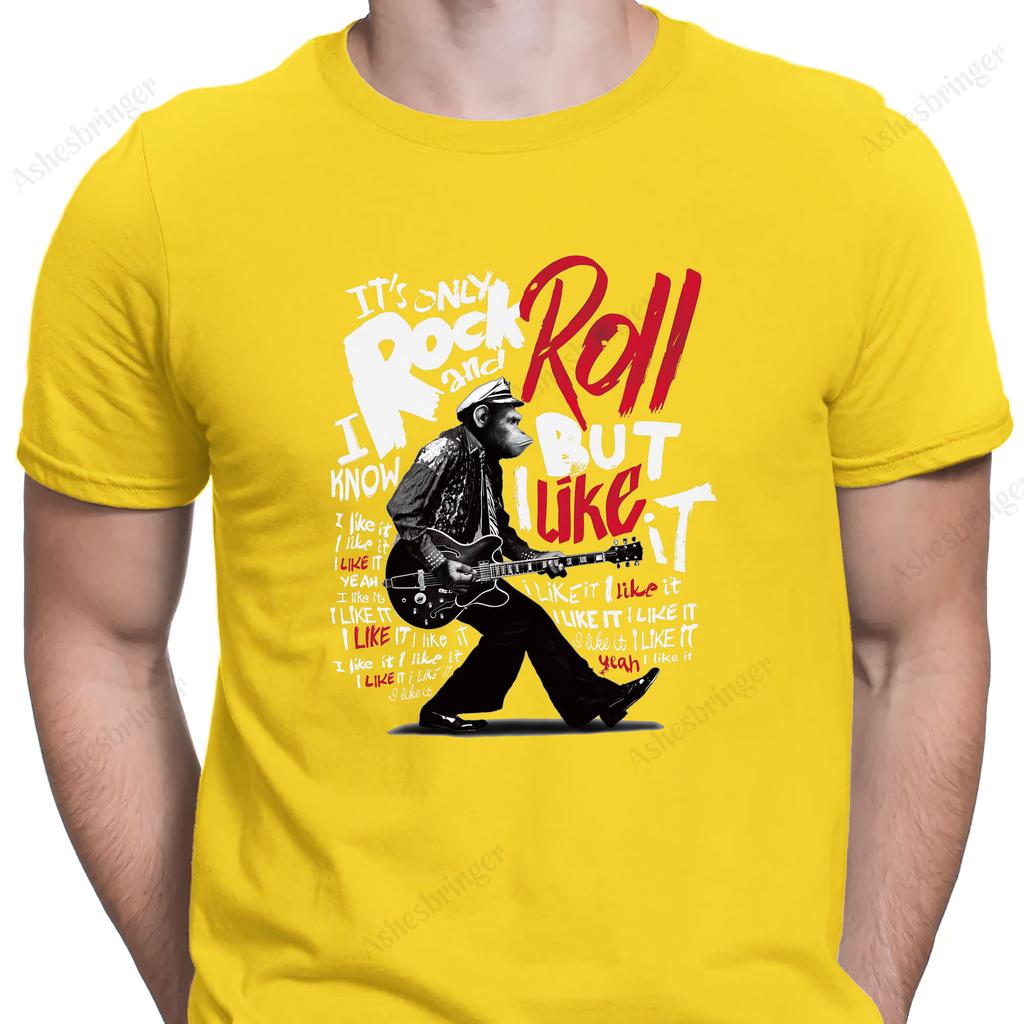 Men's Cotton Crew Neck ROCK'ROLL 80‘s Music Graphic Print T-Shirt Street Casual Style Tops for Men and Women