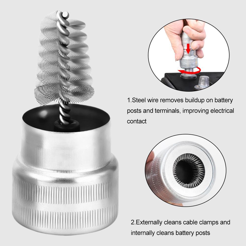 Battery Wire Brush Anti Corrosion Cleaner Tool for Vehicle Battery Maintenance Battery Terminal Wash Cleaning