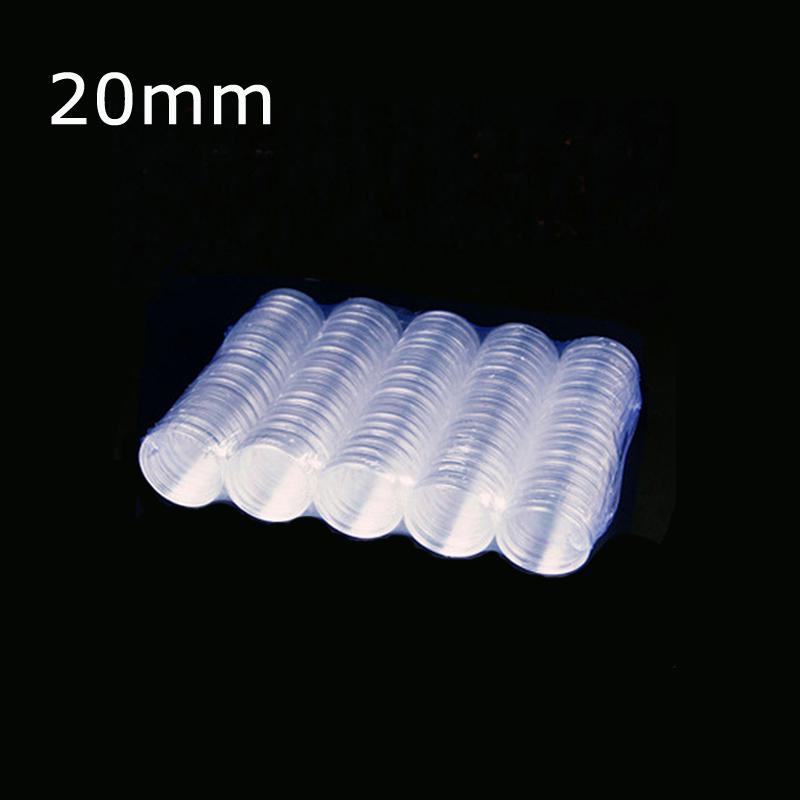 100 Pièces 20mm Capsules Protectrices en Plastique Transparent Contenants Boîte Pour Jetons Jeu de Société Collection de Pièces Boîtes Support
