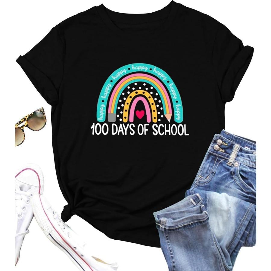 

Women s Back to School Printed T Shirt Round Neck Short Sleeve Casual Comfortable Tee for Ladies Graphic Top XXXXXL чорний