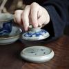 Ceramic Kung Fu Set Accessories Lid Holder Antique Style Old Clay Blue and White Porcelain Underglaze Hand-painted Tea Tray