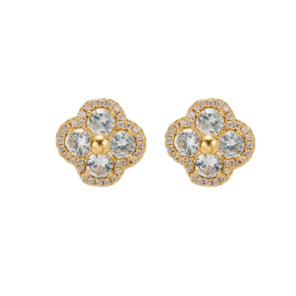 2025 Luxurious Zircon Four-Leaf Clover Stud Earrings: High-End, Versatile, and Radiantly Shiny with Exquisite Temperament.
