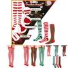 Christmas Elf Long Striped Thigh Stocking For Kids Adults
