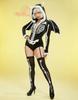 Mobbunny Gotik Güzellik Kurukafa İskelet Sevimli Kıyafet Siyah Kadın Kostümü, Cosplay, Anime, Oyun, Ev Giyim, Pijama, Body, Leotard, Kapüşonlu, Baskılı,