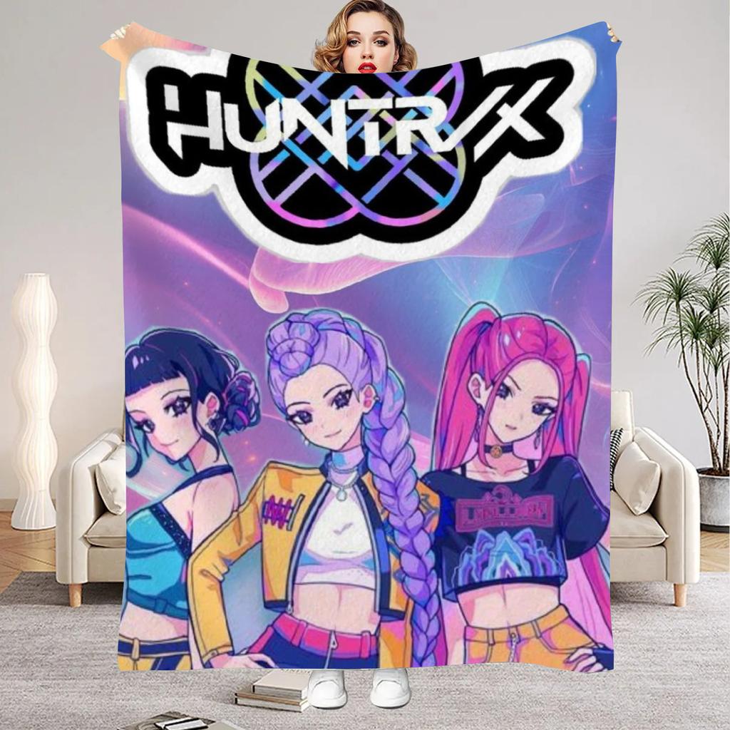 Punk Huntrix Blankets K pop Demon Hunters Zoey Rumi Mira Soft Warm Throw Blanket Kids Living Room Couch Sofa Bed Christmas Gifts