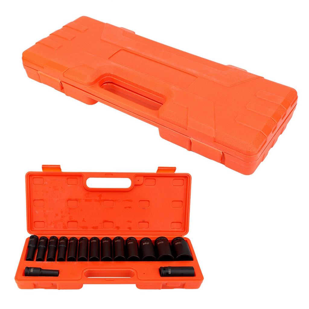 15 PCS/SET SET DRIVE   SOCKET, 1/2 Inch     Socket Tools 10-32 Mm for Garage Workshop
