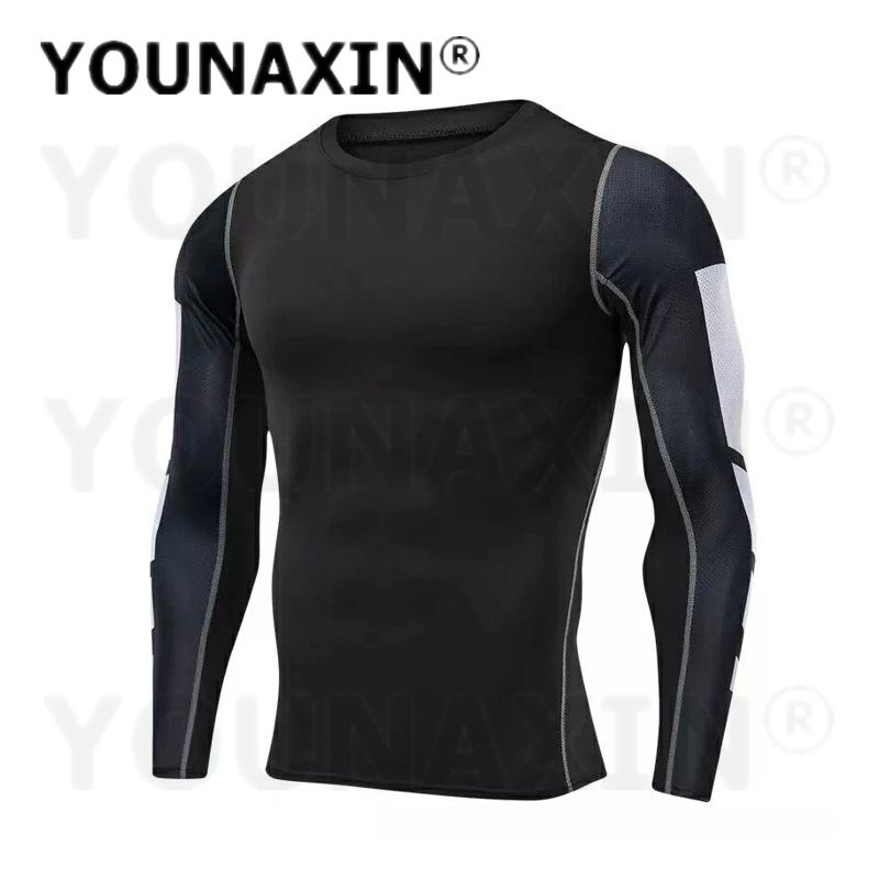 

Мужские футболки с длинным рукавом для бега, базовый слой, для баскетбола, спортивные облегающие, для тренажерного зала, фитнеса, топ для велоспорта, быстросохнущие, S M L XL 2XL 3XL 3XL чёрный