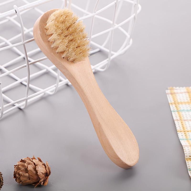 Hemu Boar Bristle Face & Bath Brush - Single-Sided for Face Wash, Back Scrub, and Nail Cleaning