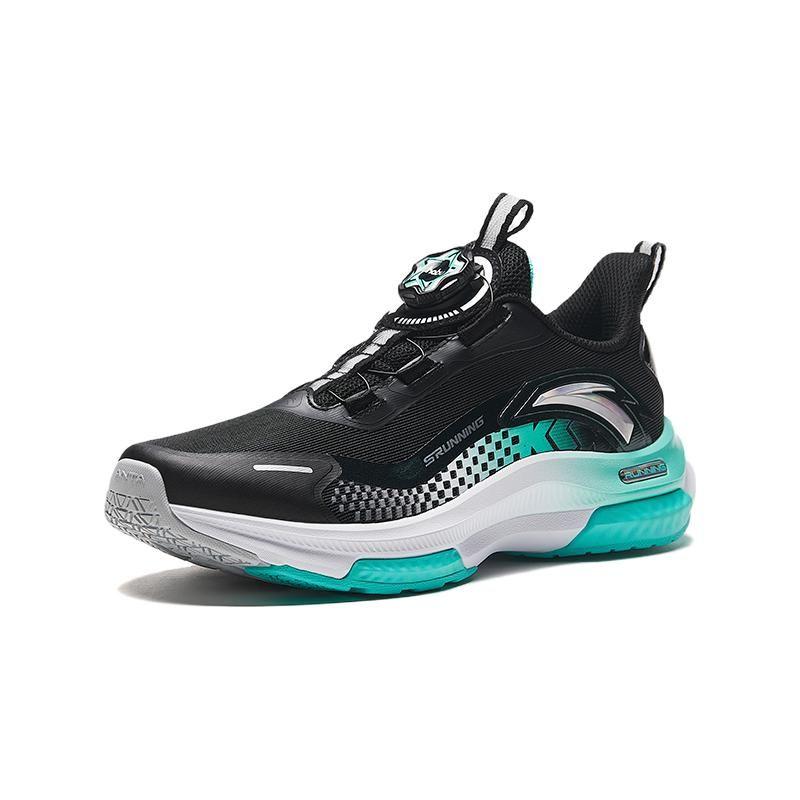 Anta Lingfeng Shock Absorption Low Top Kids Running Shoes Kids Running Shoes Black Green 312335530-5