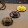 Seven-Color Ceramic Zen Incense Burner Tray with Sandalwood Coil Holder