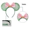 RAZKO Mouse Ear Headband, Sequined Green Mouse Ear Hairband, Animal Ear Headband for Women and Girls, Hair Accessories (Green Crown, Size L)