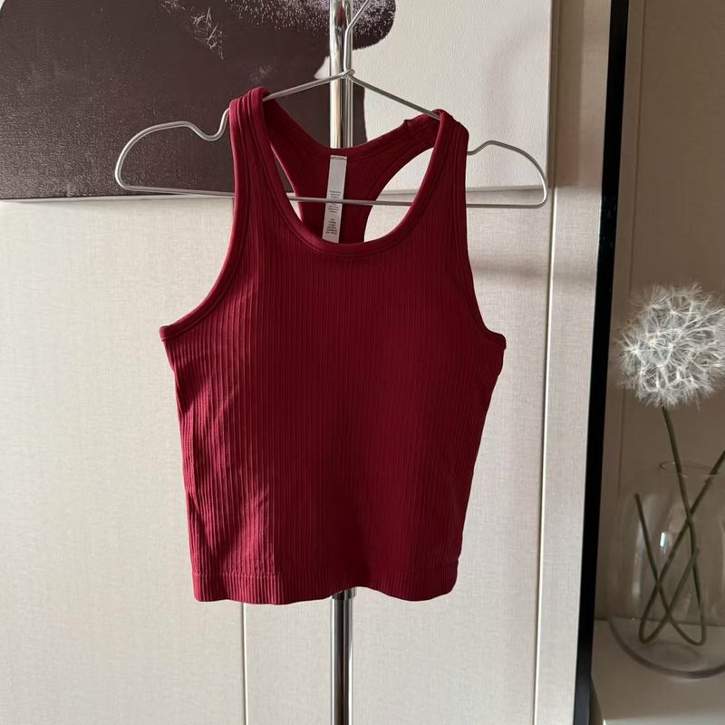 Foreign Trade Contrast Color Patchwork Solid Seamless Belt Chest Pad I-Shaped Yoga Vest Women Cross-Border Fitness Thread Top Outer Wear